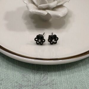 Dark Bronze Flower Stud Earrings